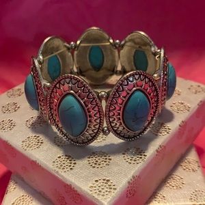 Silver and turquoise bracelet